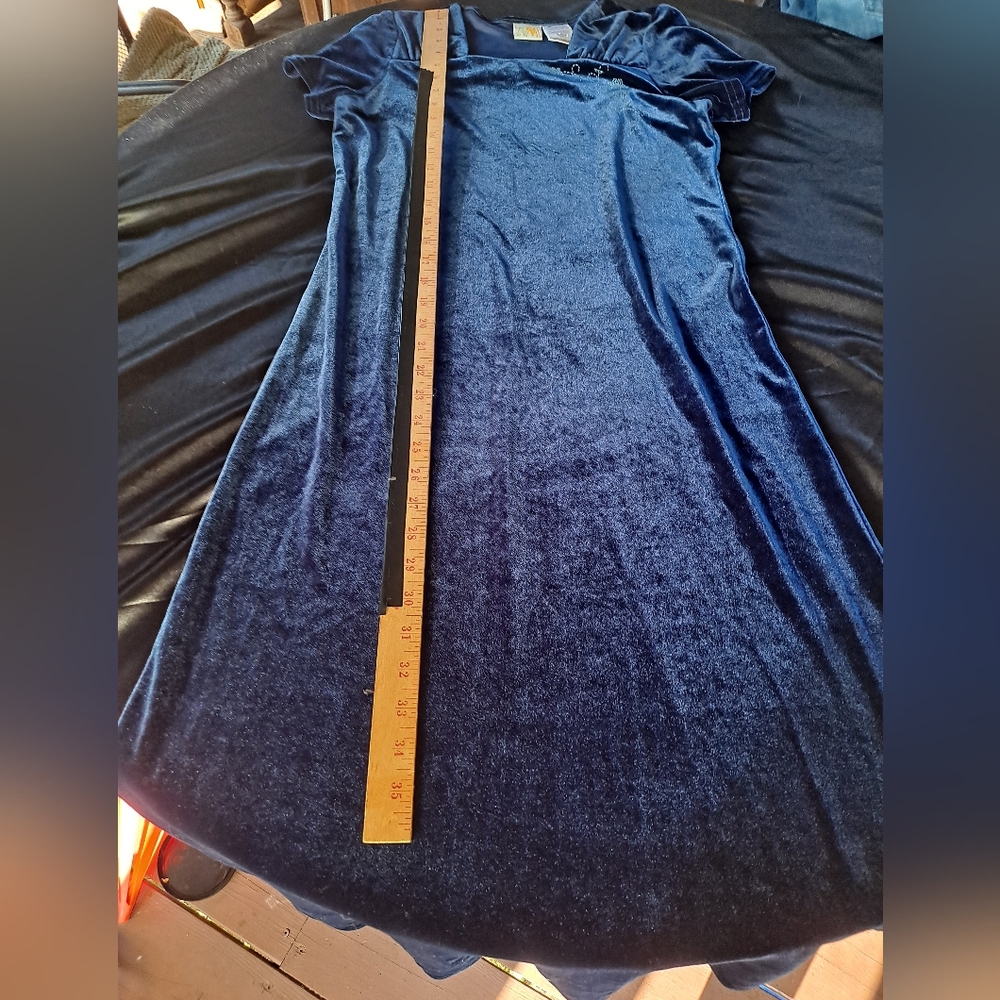 Charming Velvet Kids Dress in Deep Blue